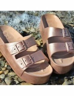 Cacatoes Claquettes Compensées Femme Caipirinha Metallic Women Copper -Hylton Magasin 1000cm146w cacatoes 2