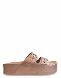 Cacatoes Claquettes Compensées Femme Caipirinha Metallic Women Copper