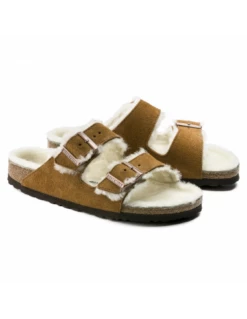 Birkenstock Mules Fourées Femme Arizona Vl Shearling Daim Marron -Hylton Magasin 1001135 birkenstock 2