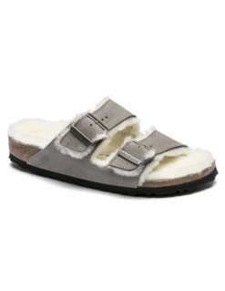 Birkenstock Mules Fourées Femme Arizona Vl Shearling Daim Gris -Hylton Magasin 1017403 birkenstock 1