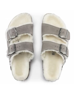 Birkenstock Mules Fourées Femme Arizona Vl Shearling Daim Gris -Hylton Magasin 1017403 birkenstock 2