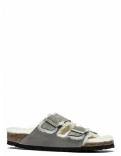 Birkenstock Mules Fourées Femme Arizona Vl Shearling Daim Gris