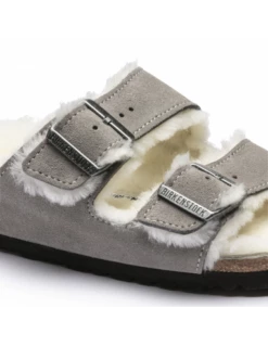 Birkenstock Mules Fourées Femme Arizona Vl Shearling Daim Gris -Hylton Magasin 1017403 birkenstock 4