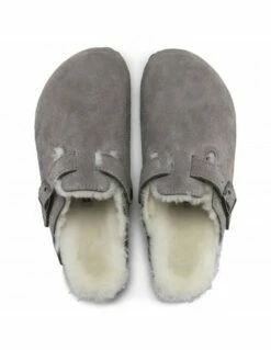 Birkenstock Sabots Fourrés Femme Boston Vl Shearling Daim Gris -Hylton Magasin 1017651 birkenstock 3
