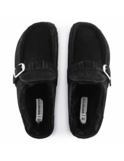 Birkenstock Sabots Fourrés Femme Buckley Suede Shearling Daim Noir -Hylton Magasin 1018126 birkenstock 2