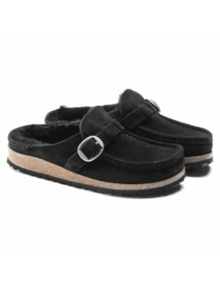 Birkenstock Sabots Fourrés Femme Buckley Suede Shearling Daim Noir -Hylton Magasin 1018126 birkenstock 3