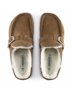Birkenstock Sabots Fourrés Femme Buckley Suede Shearling Daim Marron -Hylton Magasin 1018127 birkenstock 2