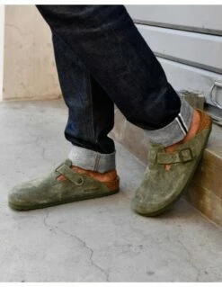 Birkenstock Sabots Femme Boston Daim Thyme Vert -Hylton Magasin 1024714 birkenstock 4