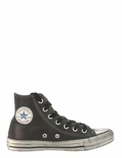 Converse Sneakers Montantes Mixte Ctas Leather Hi Cuir Noir Effet Vieilli