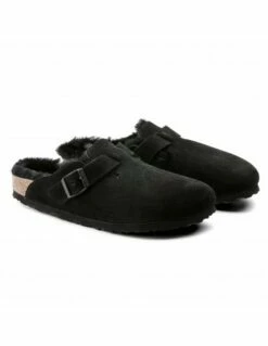 Birkenstock Sabots Fourrés Femme Boston Vl Shearling Daim Noir -Hylton Magasin 259883 birkenstock 2