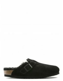 Birkenstock Sabots Fourrés Femme Boston Vl Shearling Daim Noir