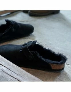 Birkenstock Sabots Fourrés Femme Boston Vl Shearling Daim Noir -Hylton Magasin 259883 birkenstock 6