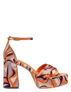 Tamaris Sandales Compensées à Talon Femme 28024-30 608 Orange à Motifs