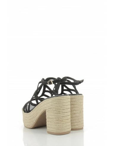 Tamaris Sandales Compensées à Talon Femme 28033-30 001 Cuir Noir/corde 6 Tamaris Sandales Compensées à Talon Femme 28033-30 001 Cuir Noir/corde – Image 4