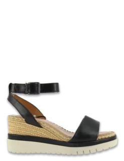 Tamaris Sandales Compensées Femme 28310-28 001 Cuir Noir/corde