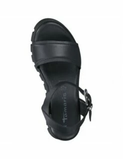 Tamaris Sandales Compensées Femme 28712-20 003 Cuir Noir -Hylton Magasin 28712 20 003 tamaris 2