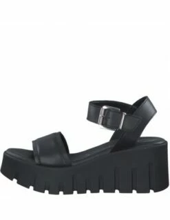 Tamaris Sandales Compensées Femme 28712-20 003 Cuir Noir -Hylton Magasin 28712 20 003 tamaris 3