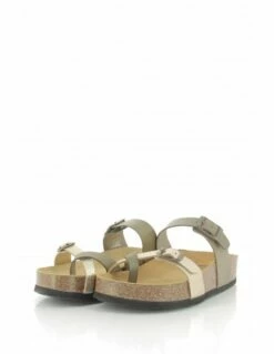 Plakton Mules Femme Cp Bombay Cuir Kaki/doré -Hylton Magasin 341032 militar plakton 1