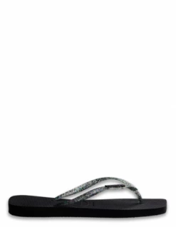 Havaianas Tongs Femme Square Logo Metallic Noir Pailettes