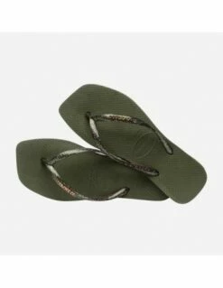 Havaianas Tongs Femme Square Logo Metallic Vert Kaki -Hylton Magasin 41482570869 havaianas 1