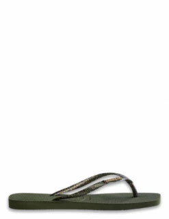 Havaianas Tongs Femme Square Logo Metallic Vert Kaki