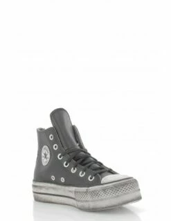 Converse Sneakers Compensées Montantes Femme Ctas Lift Leather Hi Cuir Noir Effet Vieilli -Hylton Magasin 562908c converse 1