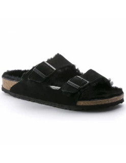 Birkenstock Mules Fourées Femme Arizona Vl Shearling Daim Noir -Hylton Magasin 752663 birkenstock 1