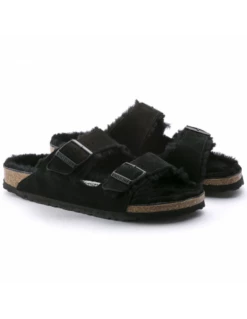Birkenstock Mules Fourées Femme Arizona Vl Shearling Daim Noir -Hylton Magasin 752663 birkenstock 3