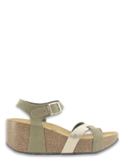 Plakton Sandales Compensées Femme So Final Kaki/doré