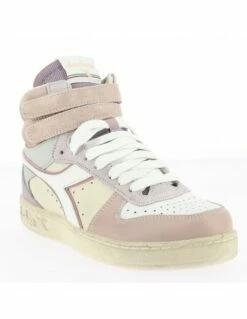 Diadora Sneakers Montantes Femme Magic Basket Mid Icona Cuir Rose/blanc -Hylton Magasin 881621 131 diadora 2