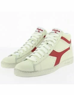 Diadora Sneakers Montantes Mixte Game L Hi Waxed Cuir Blanc/rouge -Hylton Magasin 899990 32 diadora 1