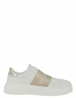 Valentino Baskets De Ville Femme 0690D-WHITE/GOLD Cuir Blanc/doré