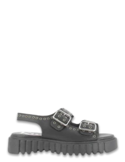 Kickers Sandales Femme Kick Falk Cuir Noir