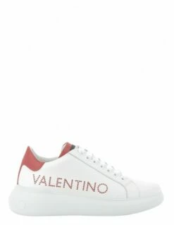 Valentino Baskets Compensées Femme Bounce Summer Cuir Blanc/rouge
