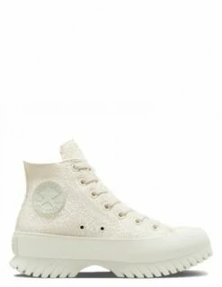 Converse Sneakers Compensées Montantes Femme Ctas Lugged 2.0 Hi Egret Jacquard Froissé Blanc
