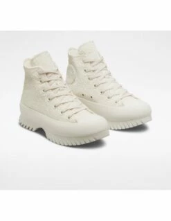Converse Sneakers Compensées Montantes Femme Ctas Lugged 2.0 Hi Egret Jacquard Froissé Blanc -Hylton Magasin a00876c converse 3