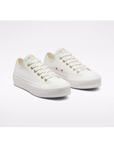 Converse Sneakers Compensées Basses Femme Lift Ox Simili Cuir Blanc 6 Converse Sneakers Compensées Basses Femme Lift Ox Simili Cuir Blanc – Image 4