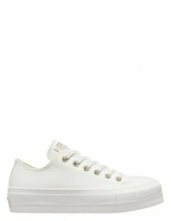 Converse Sneakers Compensées Basses Femme Lift Ox Simili Cuir Blanc