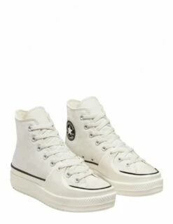 Converse Sneakers Compensées Montantes Femme Ctas Construct Hi Blanc Noir -Hylton Magasin a02832c converse 2