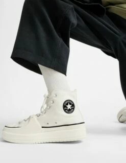 Converse Sneakers Compensées Montantes Femme Ctas Construct Hi Blanc Noir -Hylton Magasin a02832c converse 5