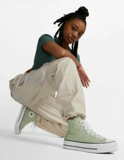 Converse Sneakers Compensées Femme Ctas Lift Hi Vert -Hylton Magasin a03541c converse 5