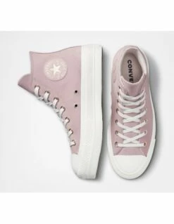Converse Sneakers Compensées Montantes Femme Ctas Lift Hi Stone Cuir Rose -Hylton Magasin a03728c converse 2