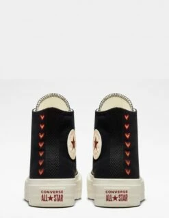 Converse Sneakers Compensées Montantes Femme Ctas Lift Hi Noir Blanc Doré Et Motifs -Hylton Magasin a05138c converse 7