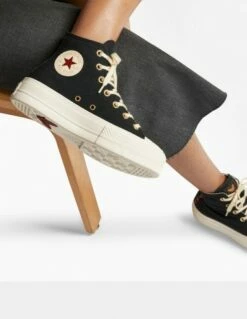 Converse Sneakers Compensées Montantes Femme Ctas Lift Hi Noir Blanc Doré Et Motifs -Hylton Magasin a05138c converse 8