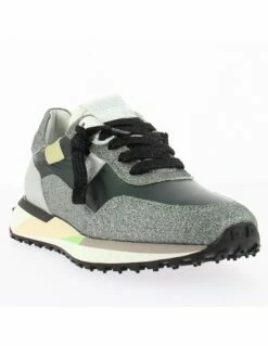 Semerdjian Baskets De Ville Femme Ayla 8487 Cuir Gris Paillette/vert/noir -Hylton Magasin ayla 8487 semerdjian 2