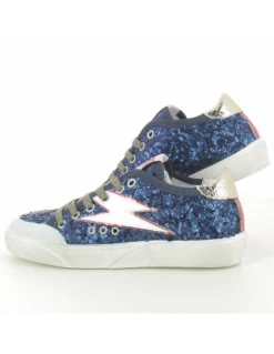 Semerdjian Baskets De Ville Femme Ayo 4446 Paillettes Bleu/blanc/or -Hylton Magasin ayo 4446 2