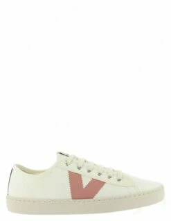 Victoria Baskets De Ville Femme Berlin Lona Gruesa Detalle Contraste Blanc/rose