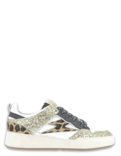 Semerdjian Baskets De Ville Femme Chita 10646 Cuir Blanc/lepord/noir/paillette Or