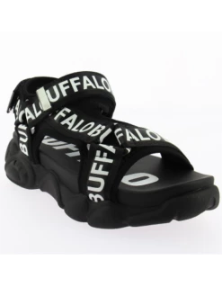 Buffalo Sandales Compensées Femme Cld Tec Noir -Hylton Magasin cld tec black nylon 1