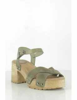 Porronet Sandales à Talons Femme Salma Cuir Kaki -Hylton Magasin fi2881 024 porronet 2